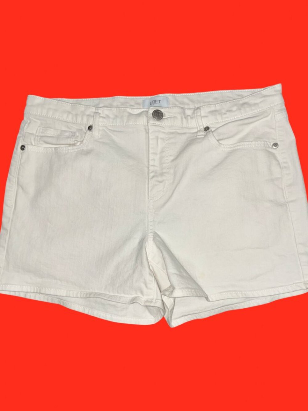 Sz.12*LOFT*White Denim 4"Inch Shorts--Mid-Rise